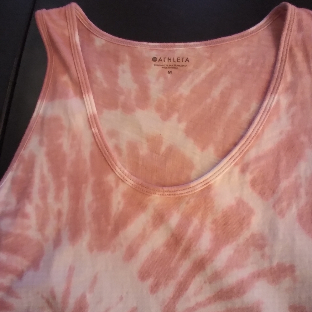 Athleta Pink Tie-Dye Tank Top 100% Cotton Size M Athleisure Athletic Casual - Picture 5 of 9
